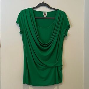 Anne Klein Vibrant Green Drape Neck Blouse